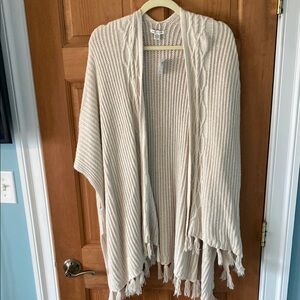 American Eagle One Size Cream Knit Women's Teen Fringe Cardigan New with tag NWT